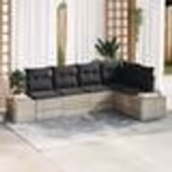 vidaXL Ensemble de canapé de jardin 5 pièces avec coussins en poly rattan gris clair