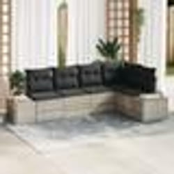 vidaXL Ensemble de canapé de jardin 5 pièces avec coussins en poly rattan gris clair