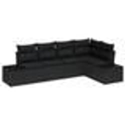 vidaXL Ensemble de canapé de jardin 5 pièces avec coussins Noir Poly Rattan