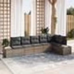 vidaXL Set de canapé de jardin 6 pièces coussins gris poly rotin