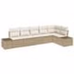 vidaXL Ensemble de Canapé de Jardin 6 Pièces avec Coussins Beige Poly Rattan