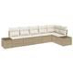 vidaXL Ensemble de Canapé de Jardin 6 Pièces avec Coussins Beige Poly Rattan