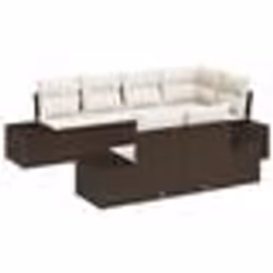 vidaXL Ensemble de canapé de jardin 7 pièces avec coussins en poly rattan marron