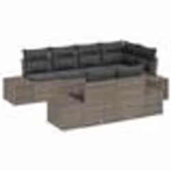 vidaXL Set de Canapé de Jardin 7 Pièces avec Coussins Gris Poly Rotin