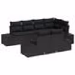 vidaXL Ensemble de Canapé de Jardin 7 pièces avec coussins Noir Poly Rattan