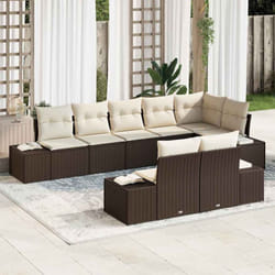vidaXL Ensemble de Canapé de Jardin 8 pièces avec Coussins Marron Rattan Poly