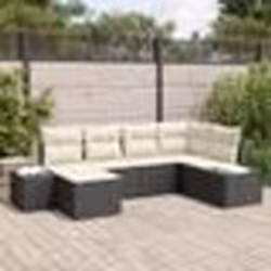 vidaXL Ensemble de canapé de jardin 6 pièces avec coussins en poly rattan noir