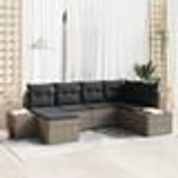 vidaXL Ensemble de canapé de jardin 6 pièces avec coussins gris en osier poly