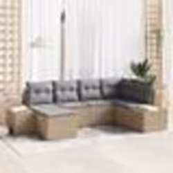 vidaXL Ensemble de Canapé de Jardin 6 Pièces avec Coussins Beige Rattan PE