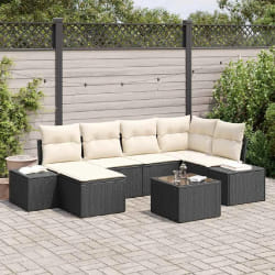 vidaXL Ensemble de Canapés de Jardin 6 Pièces avec Coussins Brown Poly Rattan