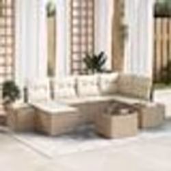 vidaXL Ensemble de canapé de jardin de 7 pièces avec coussins en poly rotin marron
