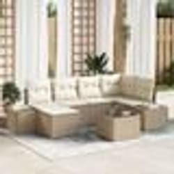vidaXL Ensemble de canapé de jardin de 7 pièces avec coussins en poly rotin marron