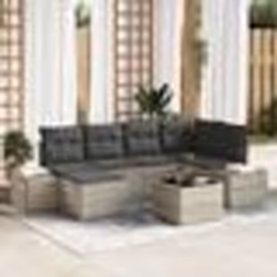 vidaXL Ensemble de canapés de jardin 7 pièces avec coussins Gris poly rotin