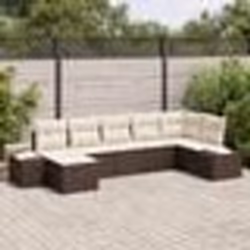 vidaXL Canapé de jardin 7 pièces en poly rattan avec coussins marron