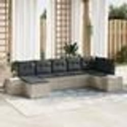 vidaXL Canapé de jardin 7 pièces avec coussins gris clair en poly rotin