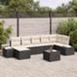 vidaXL Ensemble de canapé de jardin 7 pièces avec des coussins en poly rattan marron.