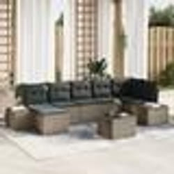 vidaXL Ensemble de canapé de jardin 7 pièces avec coussins noirs en poly rattan