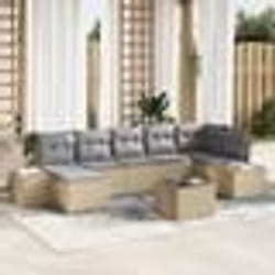 vidaXL Ensemble de canapé de jardin 8 pièces avec des coussins noirs en poly rotin