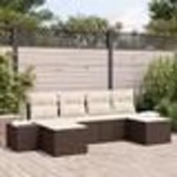 vidaXL Ensemble de canapé de jardin 6 pièces avec coussins Marron Poly Rattan