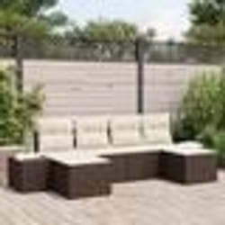 vidaXL Ensemble de canapé de jardin 6 pièces avec coussins Marron Poly Rattan