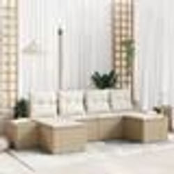 vidaXL Ensemble de canapé de jardin de 6 pièces avec coussins Beige Rotin synthétique