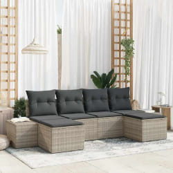 vidaXL Ensemble de canapés de jardin 6 pièces avec coussins gris clair en rotin PE