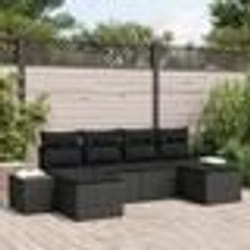 vidaXL Ensemble de Canapés de Jardin 6 Pièces avec Coussins Noir Rattan Poly