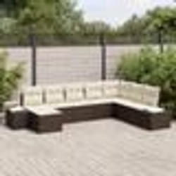 vidaXL Ensemble de canapé de jardin de 8 pièces avec coussins Marron Poly Rotin
