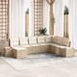 vidaXL Ensemble de canapé de jardin de 8 pièces avec coussins beige en poly rotin