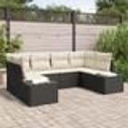 vidaXL Ensemble de 6 Canapés de Jardin avec Coussins Noir en Rattan Poly