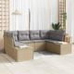 vidaXL Ensemble de Canapé de Jardin 6 pièces avec Coussins Beige Rattan