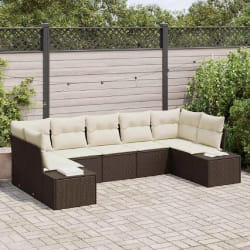 vidaXL Set de Canapé de Jardin 7 pièces avec Coussins Marron en Rattan Poly