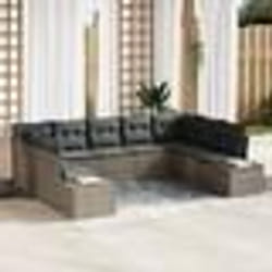 vidaXL Ensemble de canapé de jardin 9 pièces gris en rotin synthétique avec coussins