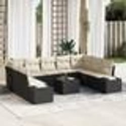 vidaXL Ensemble de Canapés de Jardin 9 Pièces avec Coussins Marron Poly Rattan