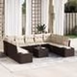 vidaXL Ensemble de Canapé de Jardin 9 Pièces avec Coussins Gris en Poly Rattan