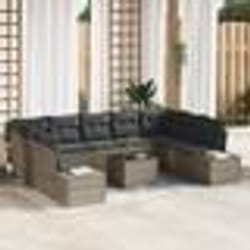 vidaXL Ensemble de canapé de jardin de 9 pièces avec coussins noirs en poly rotin