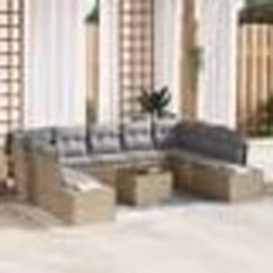 vidaXL Ensemble de canapés de jardin 10 pièces avec coussins noir en poly rotin