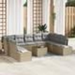 vidaXL Ensemble de canapés de jardin 10 pièces avec coussins noir en poly rotin