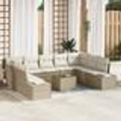 vidaXL Ensemble de Canapé de Jardin de 10 Pièces avec Coussins Marron en Rotin Synthétique