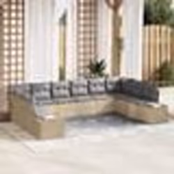 vidaXL Set de canapés de jardin 10 pièces avec coussins Beige Rotin synthétique