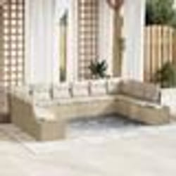 vidaXL Ensemble de canapé de jardin 10 pièces avec coussins beige en rotin