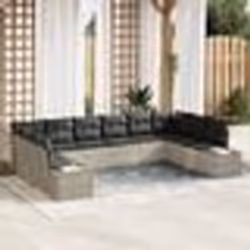 vidaXL Ensemble de canapé de jardin 10 pièces avec coussins Gris clair Poly Rattan