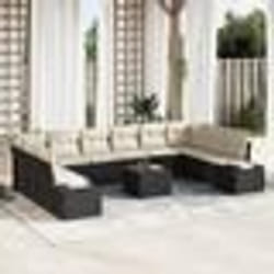 vidaXL Ensemble de canapé de jardin de 10 pièces avec coussins Marron Poly Rattan