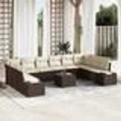 vidaXL Ensemble de Canapé de Jardin 10 Pièces avec Coussins Gris Rattan Poly