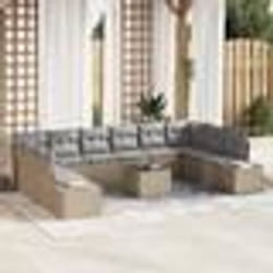 vidaXL Ensemble de canapé de jardin à 11 pièces avec coussins en rattan poly noir