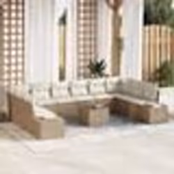 vidaXL Ensemble de canapé de jardin de 11 pièces avec coussins Beige