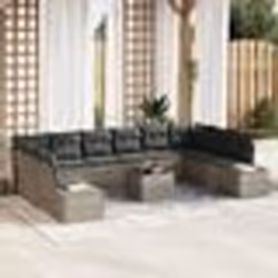 vidaXL Ensemble de canapé de jardin de 11 pièces avec coussins gris poly rotin