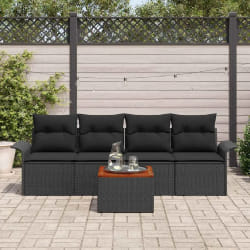 vidaXL Ensemble de canapé de jardin 5 pcs Noir 55 x 55 x 37 cm