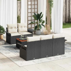 vidaXL Ensemble de canapé de jardin avec coussin 6 pcs Noir et Crème