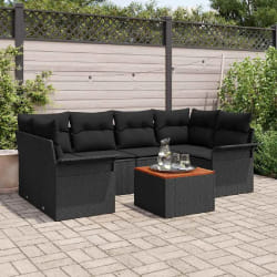 vidaXL Ensemble de canapé de jardin 7 pcs Noir 55 x 55 x 37 cm